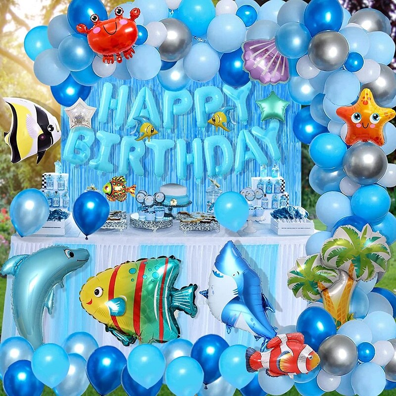 Ocean Themed Birthday Party Balloons Decoration