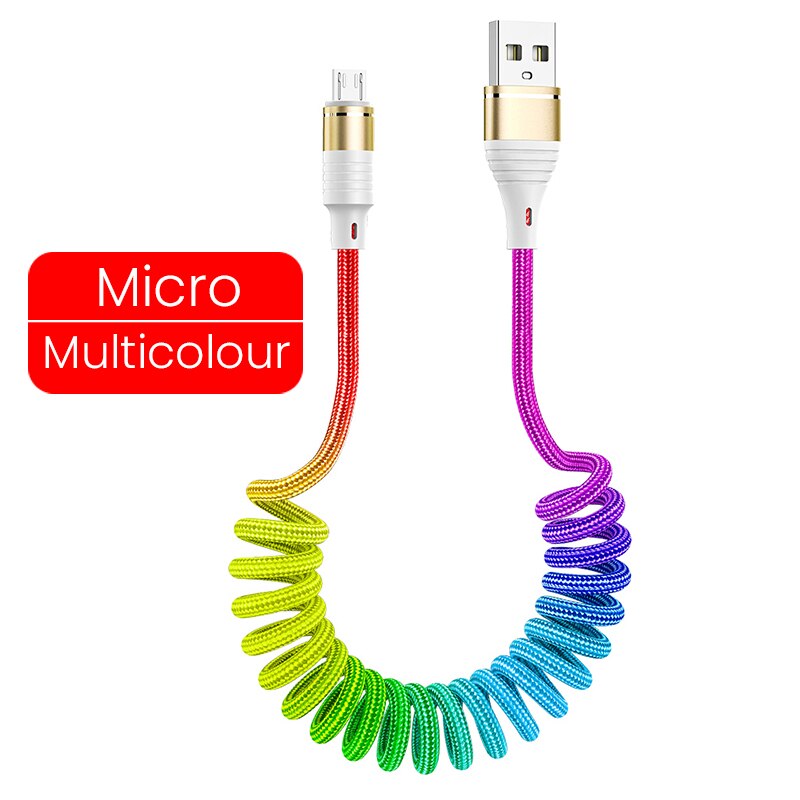 3in1 Spring 3A Fast Charging Cable For iPhone Micro