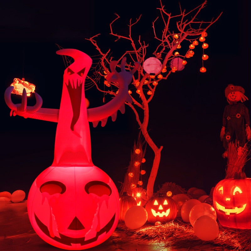 120cm Halloween Inflatable Pumpkin Ghost Ornament Horror Glowing Toys