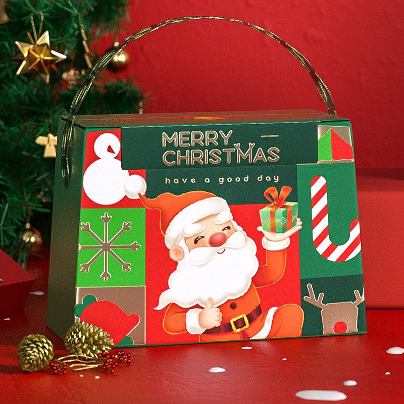 10Pcs Santa Claus Hand Carrying Gift Box Merry Christmas Eve